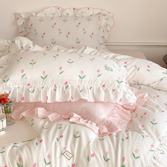 Powder Pink Tulip Bedding Set