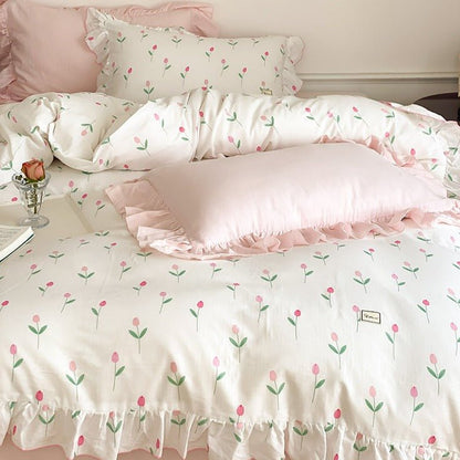 Powder Pink Tulip Bedding Set