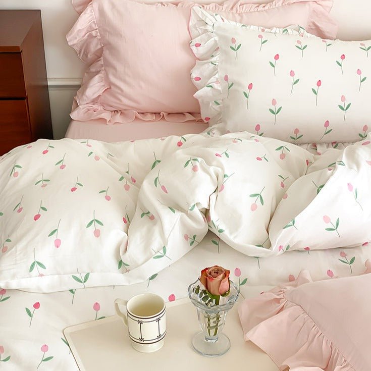 Powder Pink Tulip Bedding Set